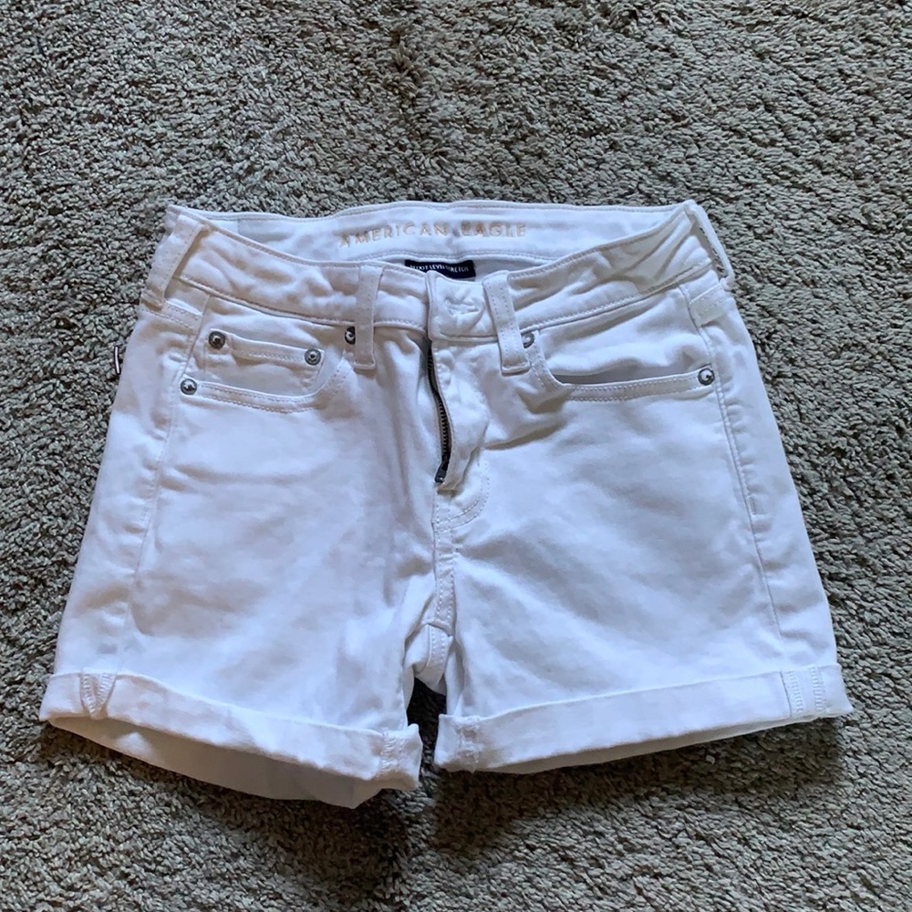 American Eagle white jean shorts